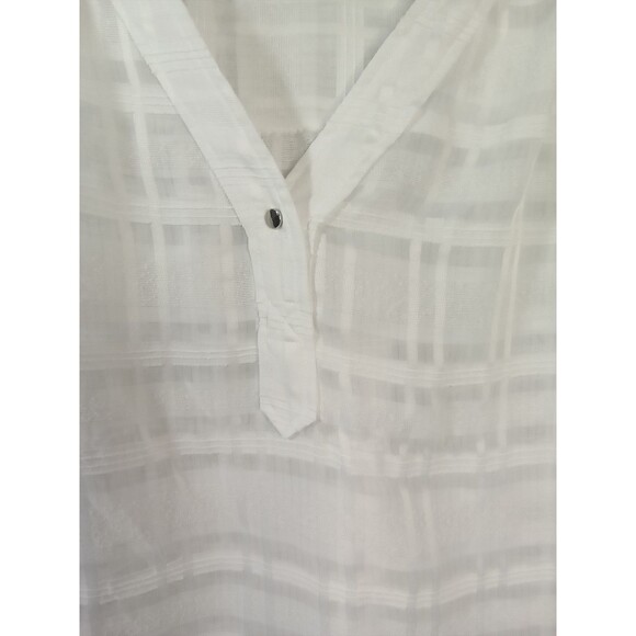 Alfani Women Lg White Short Sleeve V Neck Sheer Blouse - Picture 6 of 11